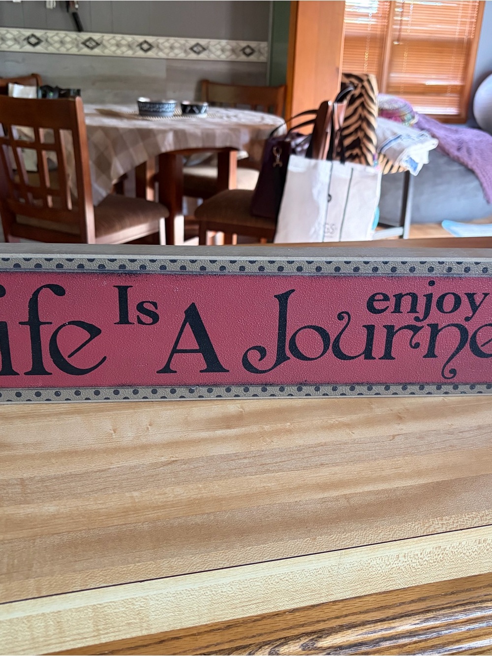 "Life Is A Journey" Decorative Wall Plaque - red, brown, black